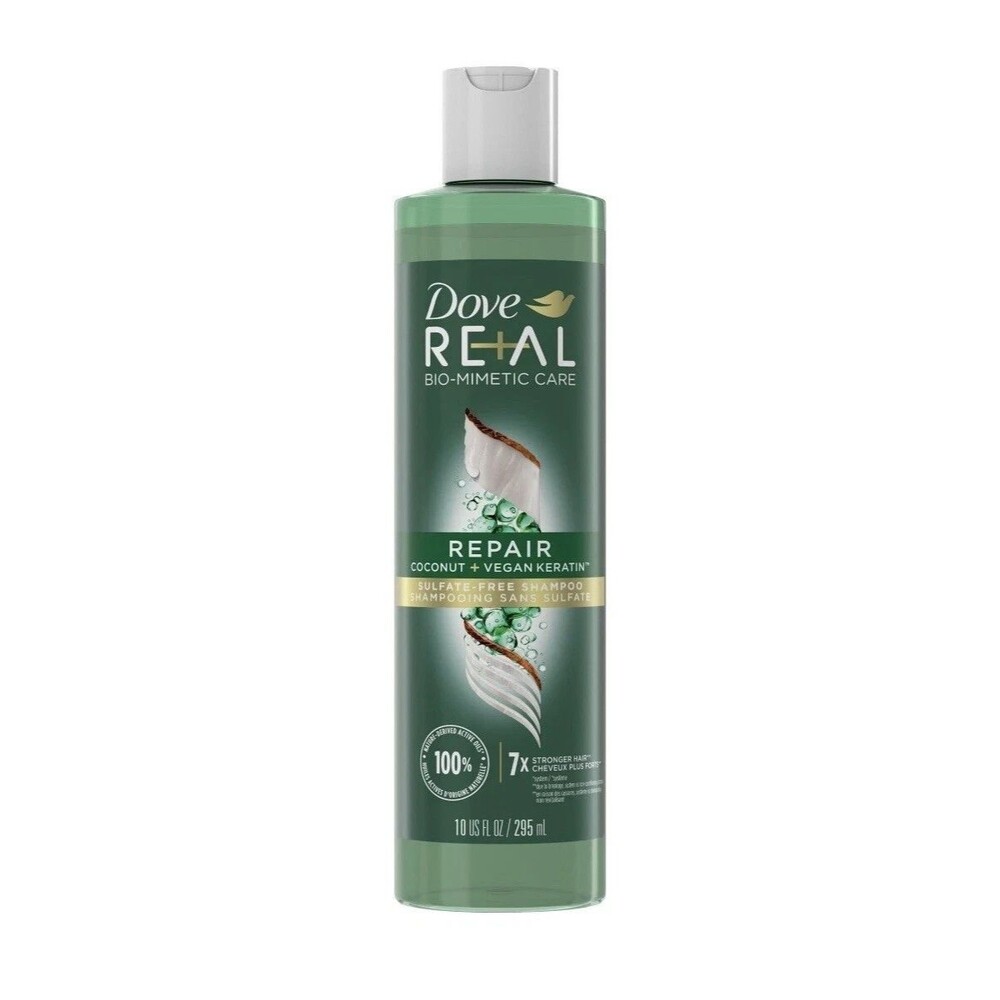 New Dove RE+AL Bio-Mimetic Repair Coconut + Vegan Keratin Sulfate-Free Shampoo